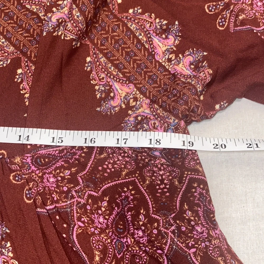 Free People Girl Talk Printed Tunic Top - Pomegranate Combo - Picture 12 of 15